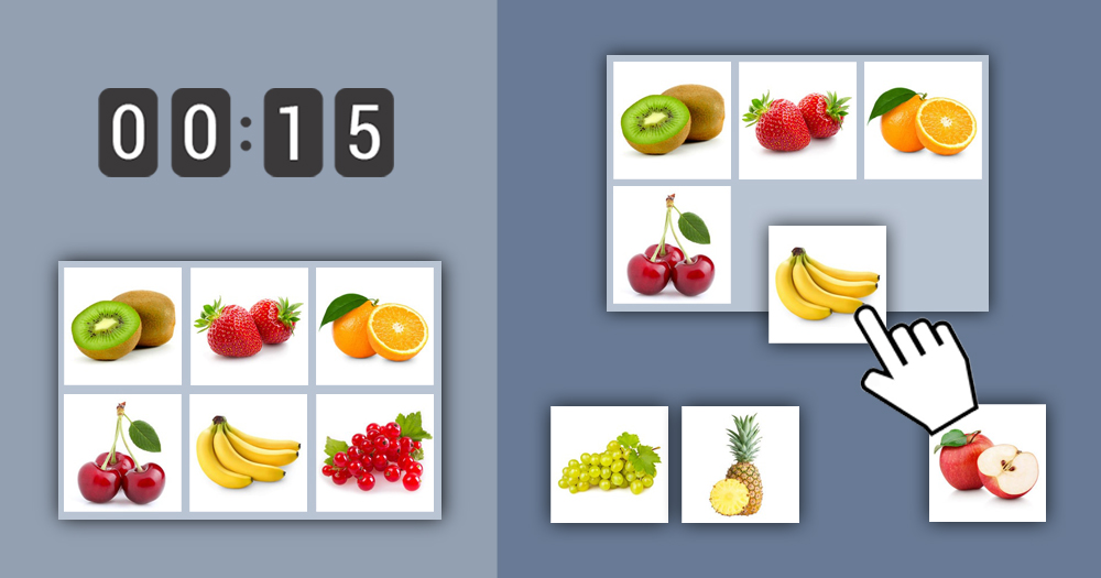 Online Memory Game Grid Of Pictures Fruits