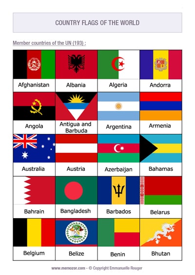 international flags with country names