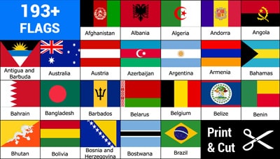 world flags labeled