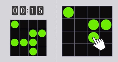 Memory game - Grid of green discs