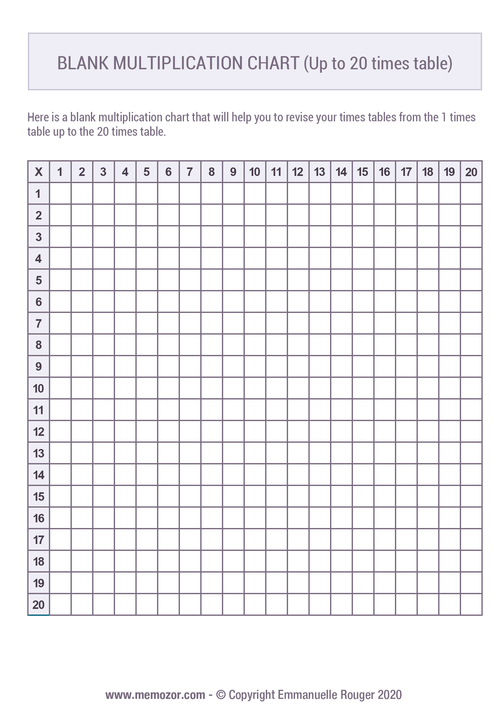 Blank Multiplication Table Chart Sexiz Pix