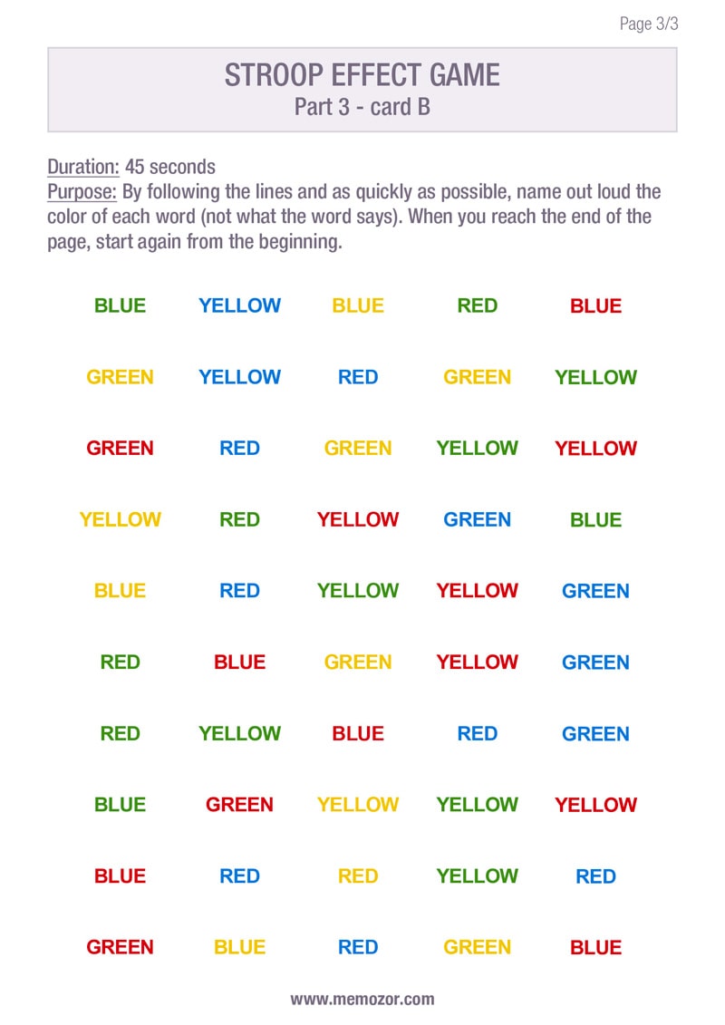 Free Printable Stroop Test Printable Word Searches