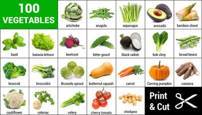 single vegetables pictures with names