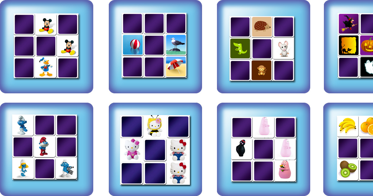 Many memory games for kids 3 year olds - online and free games!