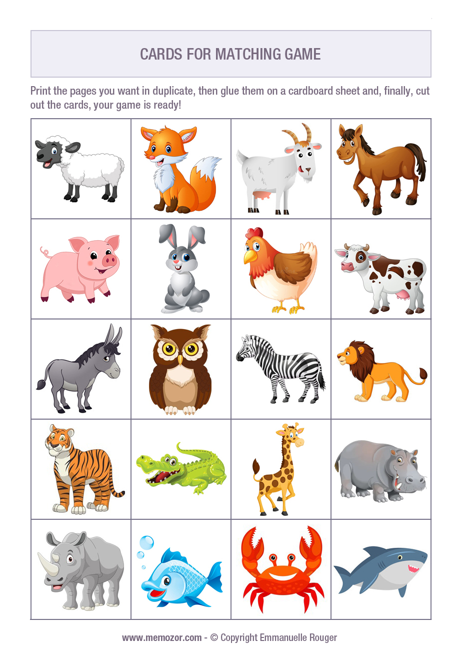 Animal Matching Game Free Printable